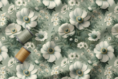 Spring Flowers Seamless Patter, Vintage Cosmos Flowers Product Image 3
