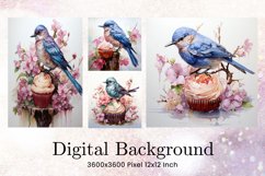 Bird Flower Background Wallpaper Digital Paper Product Image 1