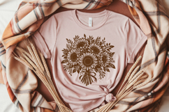 Sunflower Bouquet SVG | Rustic Floral Line Art Engraving Product Image 3