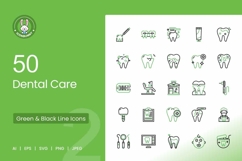 Dental Care Green &amp; Black Icons Product Image 1