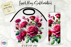 Watercolour Roses Lunch Bag | Watercolour Roses Tumbler Wrap Product Image 1