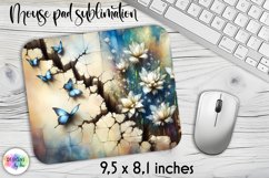 Cracked Wall with Flowers Mouse Pad, Floral Mouse Pad Print Product Image 1