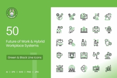 50 Future of Work &amp; Hybrid Workplace Systems Icons Product Image 1