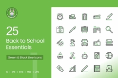 Back to School Essentials Green &amp; Black Icons Product Image 1