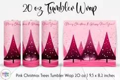 Pink Christmas Trees Tumbler Wrap Design | Pink Tumbler PNG Product Image 2