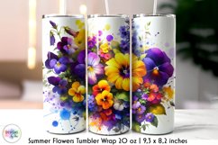 Summer Flowers Tumbler Wrap, Watercolour Flowers Tumbler Product Image 1