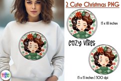 Christmas Whimsical Girl Face Print | Woman Portrait Winter Product Image 1