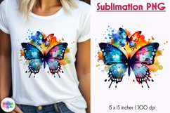 Butterfly Sublimation | Watercolour Colourful Butterfly PNG Product Image 1