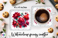 Watercolour Peonies Coaster Bundle | Peony Flowers PNG Product Image 6
