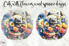 Cat with Flowers Wind Spinner, Spring Flowers and Kitten PNG Product Image 1