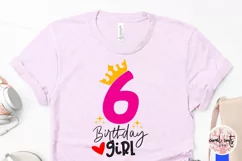 Six birthday girl - Birthday SVG EPS DXF Product Image 3