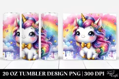 Watercolor Vibrant Drawing, Cute Unicorn | 20 oz Tumbler Product Image 1