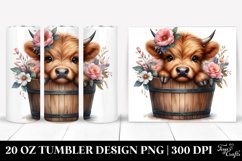 Watercolor Cute Baby Highland Cow | 20 oz Tumbler Product Image 1