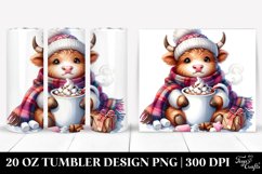 Highland Cow with Hot Cocoa Clipart, Transparent 20 Oz Product Image 1