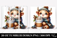 Highland Cow with Hot Cocoa Clipart, Transparent 20 Oz Product Image 1