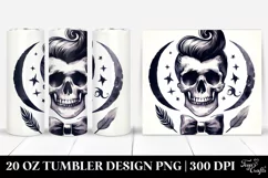 Washed Watercolor Halloween Skull with Hair and Bow | 20 oz Product Image 1