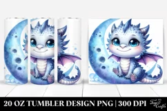 Cute Baby Dragon Smiling Moon | 20 Oz Tumbler Product Image 1