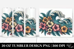 Vintage Tropical Flower Waves Tumbler 20 oz Product Image 1