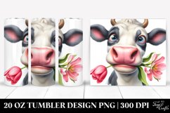 Cow Portrait Big Eyes Goofy Smile Tulip Rose | 20 Oz Tumbler Product Image 1