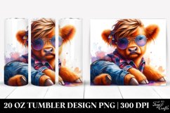 Cute Baby Highlandcow Playing Tumbler Design Product Image 1