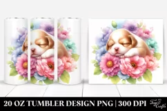 Sleeping Puppy in Flower | 20 Oz Tumbler Product Image 1