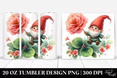 Floating Gnome Holding Large Begonia | 20 Oz Tumbler Product Image 1