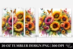 Vibrant Watercolor Sunflowers Clipart, Transparent 20 Oz Product Image 1