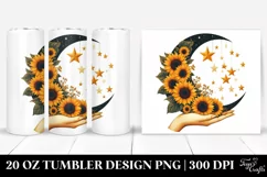 Whimsical Half Moon with Sunflowers Clipart 20 Oz Tumbler Product Image 1