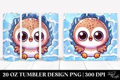 Cute Baby Owl in Winter Scene, Transparent 20 Oz Tumbler Product Image 1