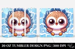Cute Baby Owl in Winter Scene, Transparent 20 Oz Tumbler Product Image 1