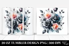 Washed Watercolor Black Roses | 20 oz Tumbler Product Image 1