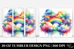 Colorful Watercolor Vibrant Rainbow Clouds | 20 Oz Tumbler Product Image 1