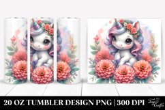 Pastel Baby Unicorn Zinnia Frame | 20 Oz Tumbler Product Image 1