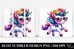 Dressed Vibrant Unicorn Clipart 20 Oz Tumbler Product Image 1