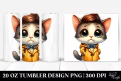 Expressive Baby Cat in Raincoat, Clipart 20 Oz Tumbler Product Image 1