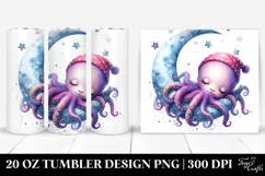 Colorful Baby Octopus on Moon Clipart 20 Oz Tumbler Product Image 1