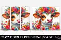 Vibrant Cartoon-Style Cow | 20 oz Tumbler Product Image 1