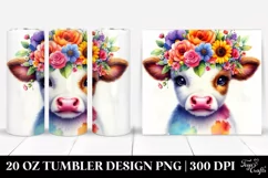 Vibrant Cartoon-Style Cow | 20 oz Tumbler Product Image 1