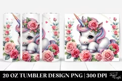 Cute Baby Unicorn Rose Frame | 20 oz Tumbler Product Image 1