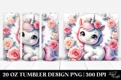 Cute Baby Unicorn Rose Frame | 20 oz Tumbler Product Image 1