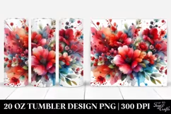 Abstract Colorful Red Flowers | 20 oz Tumbler Product Image 1