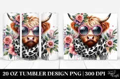 Elegant Highland Cow with Animal Print 20 Oz Tumbler Product Image 1