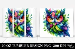 Vibrant Abstract Owl. 20 Oz Tumbler Design Product Image 1