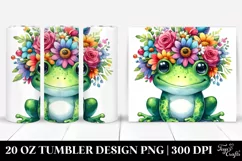 Cartoon-Style Frog Flower Crown Tumbler Product Image 1
