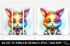 Colorful Layered Watercolor Cute Rabbit Tumbler Product Image 1