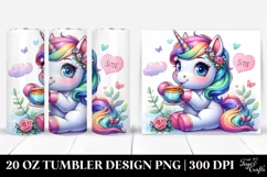 Cute Unicorn Tea Sipper. 20 Oz Tumbler Design Product Image 1