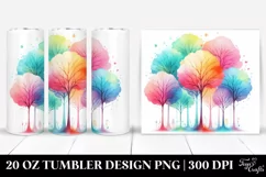 Colorful Watercolor Pastel Rainbow Trees Tumbler Product Image 1