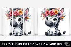 Cartoon-Style Zebra Flower Crown Tumbler Product Image 1