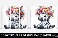 Cartoon-Style Zebra Flower Crown Tumbler Product Image 1