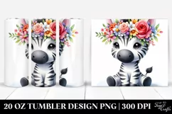 Cartoon-Style Zebra Flower Crown Tumbler Product Image 1